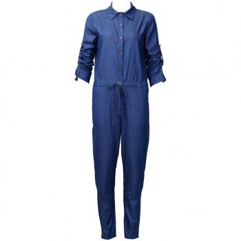Combinaison moulante en denim pour femme, décolleté en V, pantalon de fête, ceintures solide, manches longues