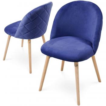 Set de 2 Sillas de Comedor Estilo Escandinavo en Terciopelo