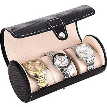 Personalized Black Leather Watch Storage Case