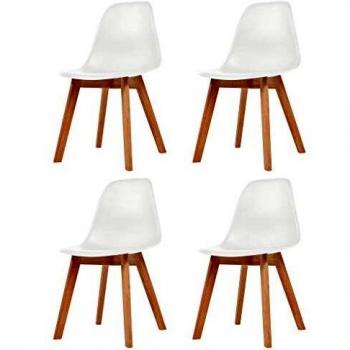 VidaXL 4 White Plastic Dining Chairs