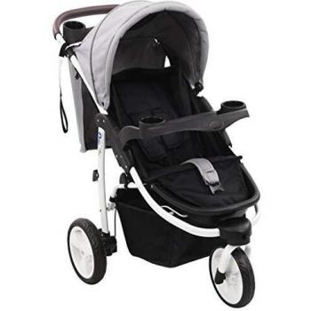 VidaXL Dreirad Kinderwagen in Grau und Schwarz
