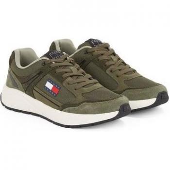 Herrenkeilsneaker Tommy Jeans – TJM Runner Mix Material, Grün, 46, Logoflagge
