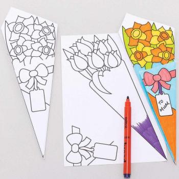 Color-in Flower Bouquets Decoration Craft Kit (Pack of 10)