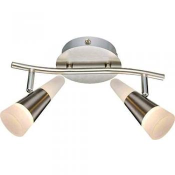 Schlafzimmer‑Deckenleuchte 2‑Flammen Strahler, verstellbar, Nickel‑Matt, LED