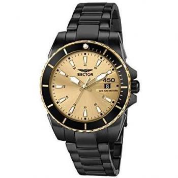 Orologio da Polso Sector per Uomini, Tempo e Data, Cinturino in Silicone, PVD Nero