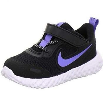 Nike Revolution 5 Glitter TDV, Zapatillas de Deporte para Niños, Negro Zafiro Veneno Limón Blanco, 23.5 EU