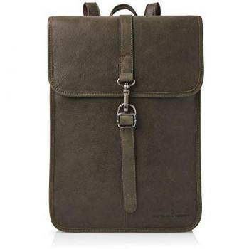 RFID‑Safe Green Leather Laptop Backpack, 41 cm – Carisma by Castelijn & Beerens