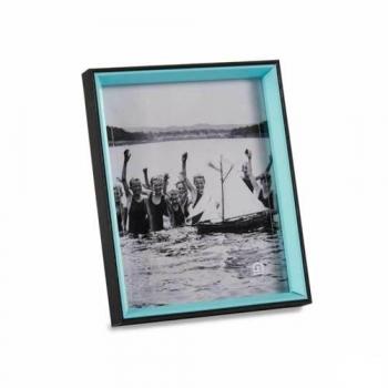 GIFTDECOR Marco de Fotos Cristal Negro Azul Madera MDF (6 Unidades) (3 x 27 x 22 cm)