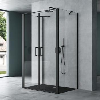 Cabine de douche uniparte 80x90 cm – Verre 8 mm, Noir, Easy Clean, Rav66UK – Mai & Mai
