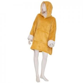 Plaid sweatshirt à capuche jaune moutarde l-xl Atmosphera Créateur D'intérieur