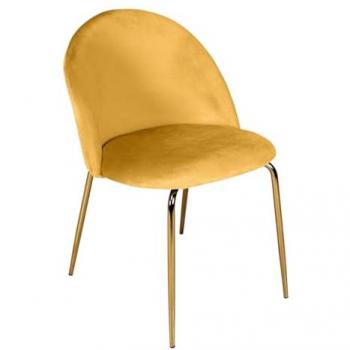 Sedia da Pranzo Imbottita in Velluto Giallo Senape Mod. Nicole (2pz)