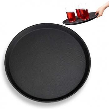 Black Non-Slip Gastro Tray with Elevated Rim, 35 cm Serving Platter