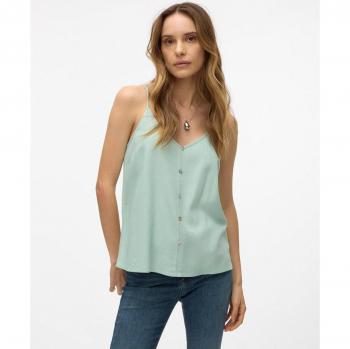 Top de lino verde/blanco Vero Moda para mujer