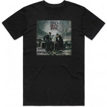 Camiseta unisex M negro Bad Meets Evil de algodón quemado