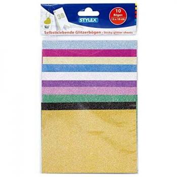 Stylex Glitzer Bastelpapier, 10 Bögen, 15 x 10 cm