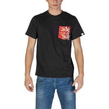 Male Black Flower Pocket T-Shirt – M