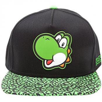 Meroncourt Nintendo Super Mario Bros. Yoshi Face Rubber Patch Snapback Animal Print Brim Green Hat