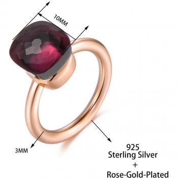 Edelstein-Achat Ring aus 925 Sterling Silber mit 14K Roségoldüberzug für Frauen