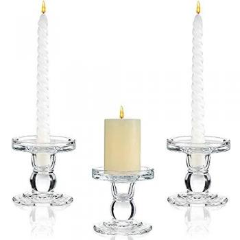 Glass Candlestick Holders for Holiday Decoration, Set of 6
