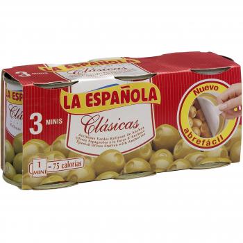 La Española Klassische Grüne Oliven + Sardellen, 3 × 50 g – 150 g (Dose)
