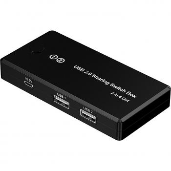 2-in-4 USB Printer Switch with Hard Drive for Scanner and 2 USB Cables