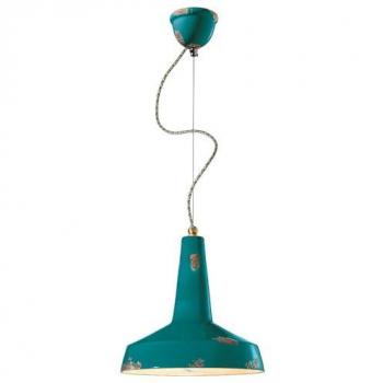 Lampadario Sospensione Retrò Verde in Ceramica Ferroluce Vague C1417