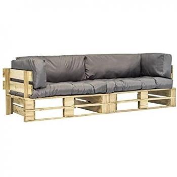 VidaXL 2-tlg. Outdoor-Sofa-Set mit grauen Kissen