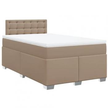 Cama box spring con colchón de cuero sintético capuchino 160x200cm marrón