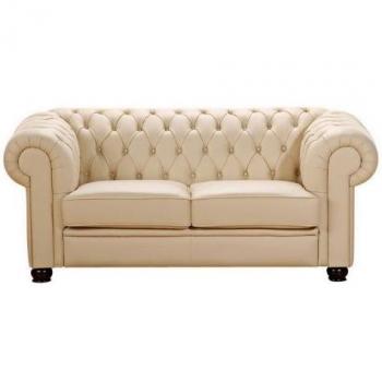 Beigefarbene Max Winzer 2‑Sitzer Sofas mit Nappaleder Chandler