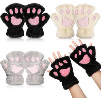 Gants de chat en peluche