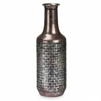 Vaso Metallico Rilievo Argento 14 x 46 x 14 cm (4 Pz)