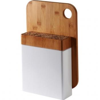 White Bamboo Knife Organizer and Chopboard Combo