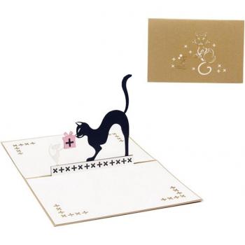 Weihnachtliche 3D Pop-up Katze und Maus Karte