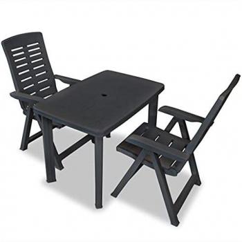 VidaXL Set Bistrot 3 pz in plastica resistente antracite