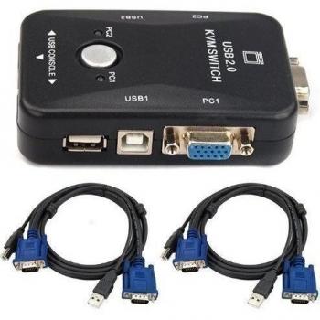 Switch KVM AccesoTech: 2 Puertos USB 2.0, 2 Salidas VGA