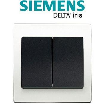 Interrupteur Double Anthracite Delta Iris + Plaque Basic Blanc Siemens