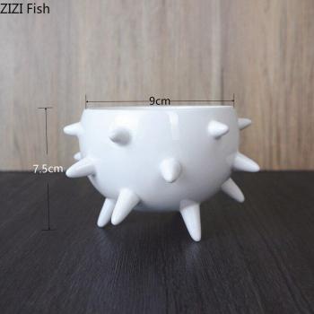 Elegant White Ceramic Sea Urchin Bowl
