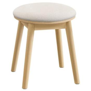 Taburete Boho Chic 120006049 – Redondo, Patas Antideslizantes, Blanco/Cremoso