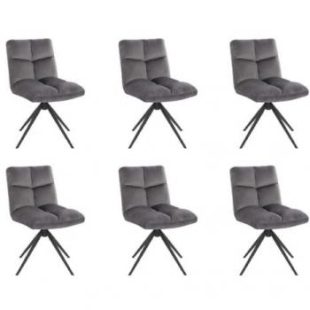 Home Deluxe 6 Sedie Girevoli Velluto – Colore Grigio Chiaro