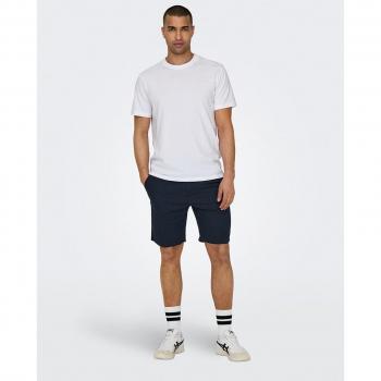 Pantaloni Corti Uomo Only & Sons Leo Lino Mix 008 Blu Scuro L