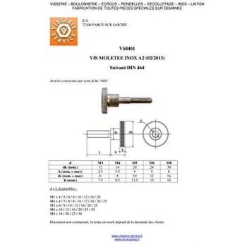 Vis M5x6 moletée en inox A1