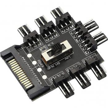 PC Desktop 3 Pin PWM Fan Hub, SATA 1 to 8 Way Splitter (2 Pcs)