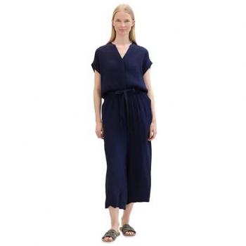 Tom Tailor Jumpsuit mit Bindegürtel in Marine, Größe 40