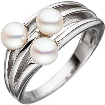 JOBO Süßwasserperlen‑Ring Damen, 925 Sterling‑Silber, rhodiniert, Größe 58