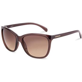 Calvin Klein Milky Brown Sneeuwgrijs Frame Zonnebril met Gradiënt Lens, Bruin