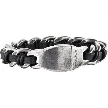 Bracciale Police Shock 22 cm Oro Nero e Cuoio