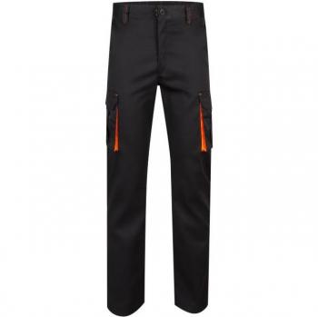 Pantalón Stretch Negro y Naranja con Multibolsillos Talla 38