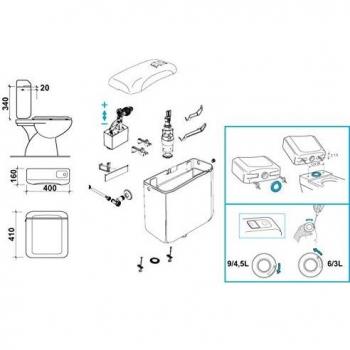 Cornat Spülkasten HALIOS – Doppelspülung mit Quiet-Spülfunktion, 1300 ml