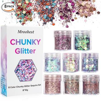 Chunky Glitter-Palette für Gesicht & Haare – 8 x 10 ml