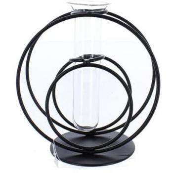 MICA Living – Vase aus Edelstahl und Glas mit Ständer (12,5 × 8 × 13,5 cm)